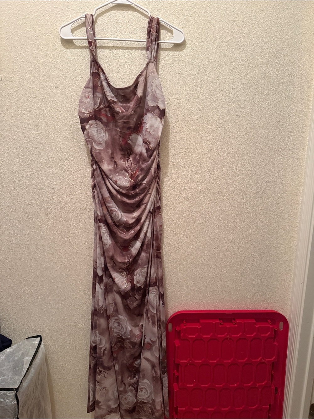 Baltic Born Dusty Rose Floral Ruched Maxi Dress